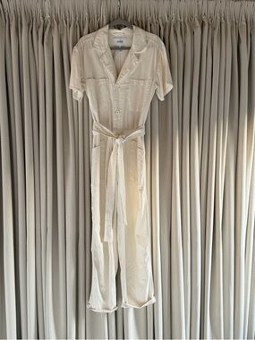 Pistola Cream Utility Jumpsuit with Tie Waist